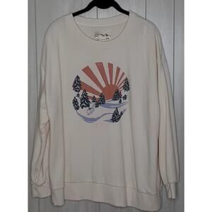 C & C California Sweatshirt Graphic Print Skier Size 1X White